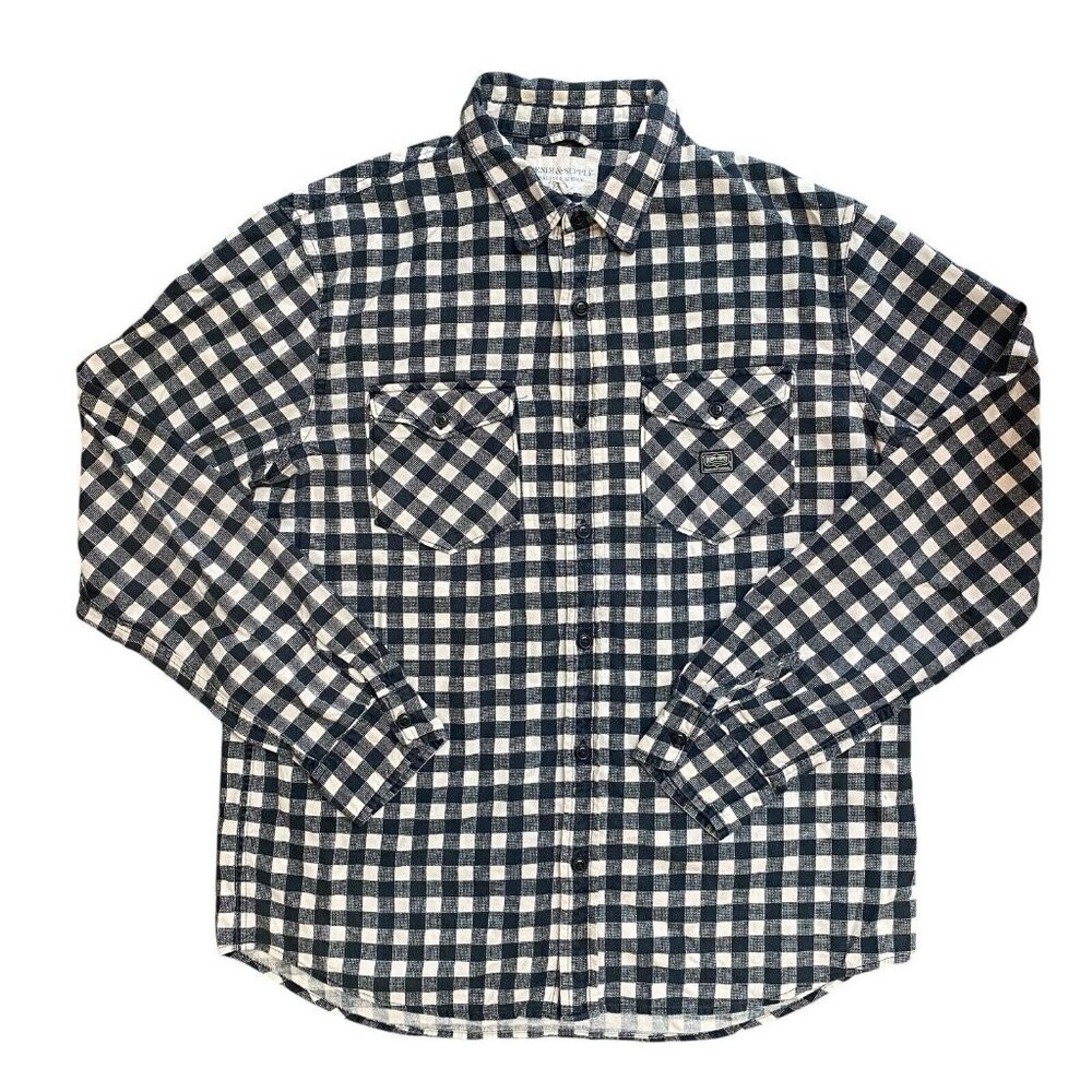 Denim & Supply Ralph Lauren Flannel Shirt Mens Large Button Down Black White